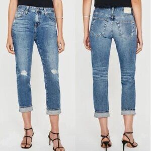 AG Ex boyfriend Slouchy Slim Crop Distressed Jean Size 27